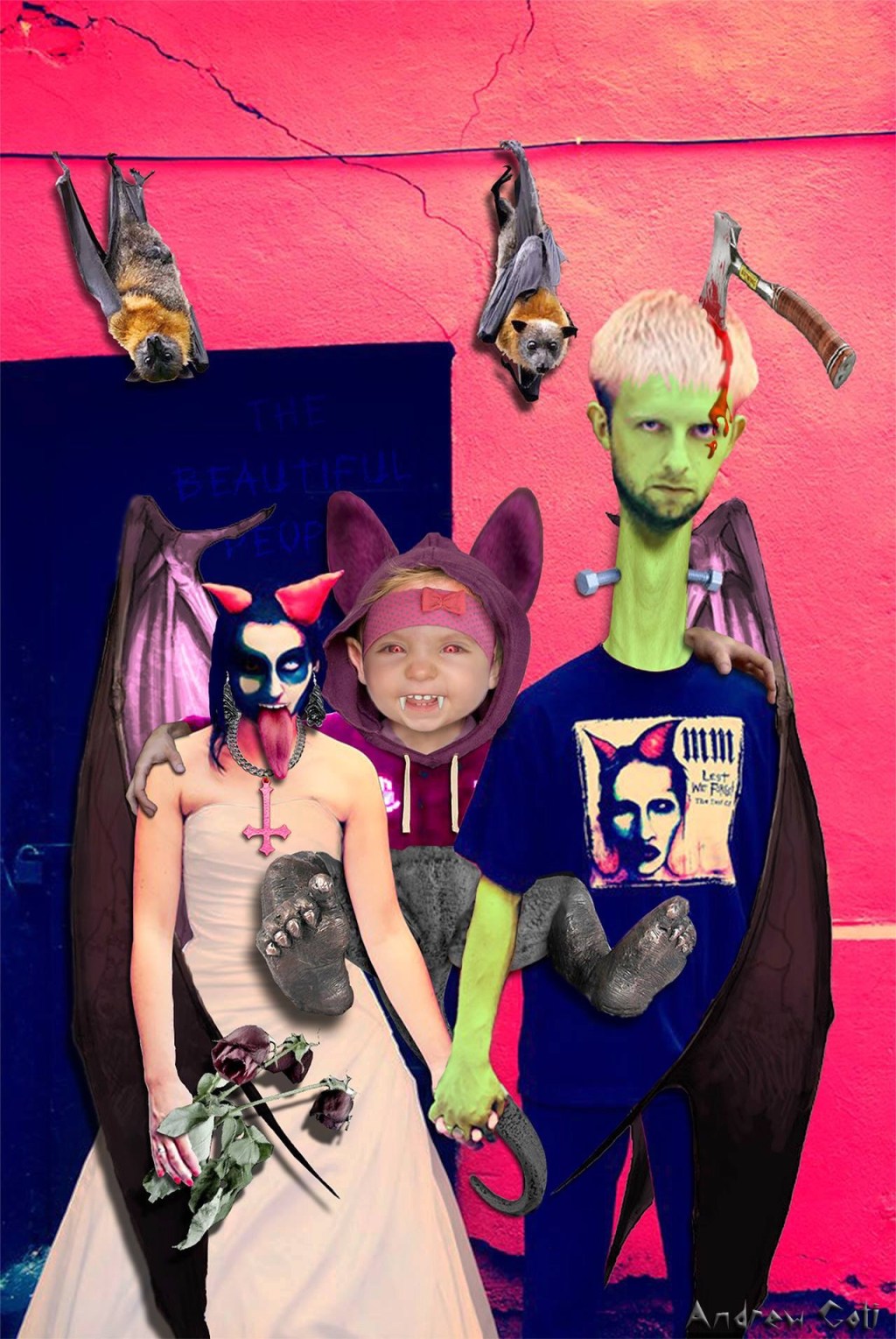 Themed group caricature in a fantasy setting